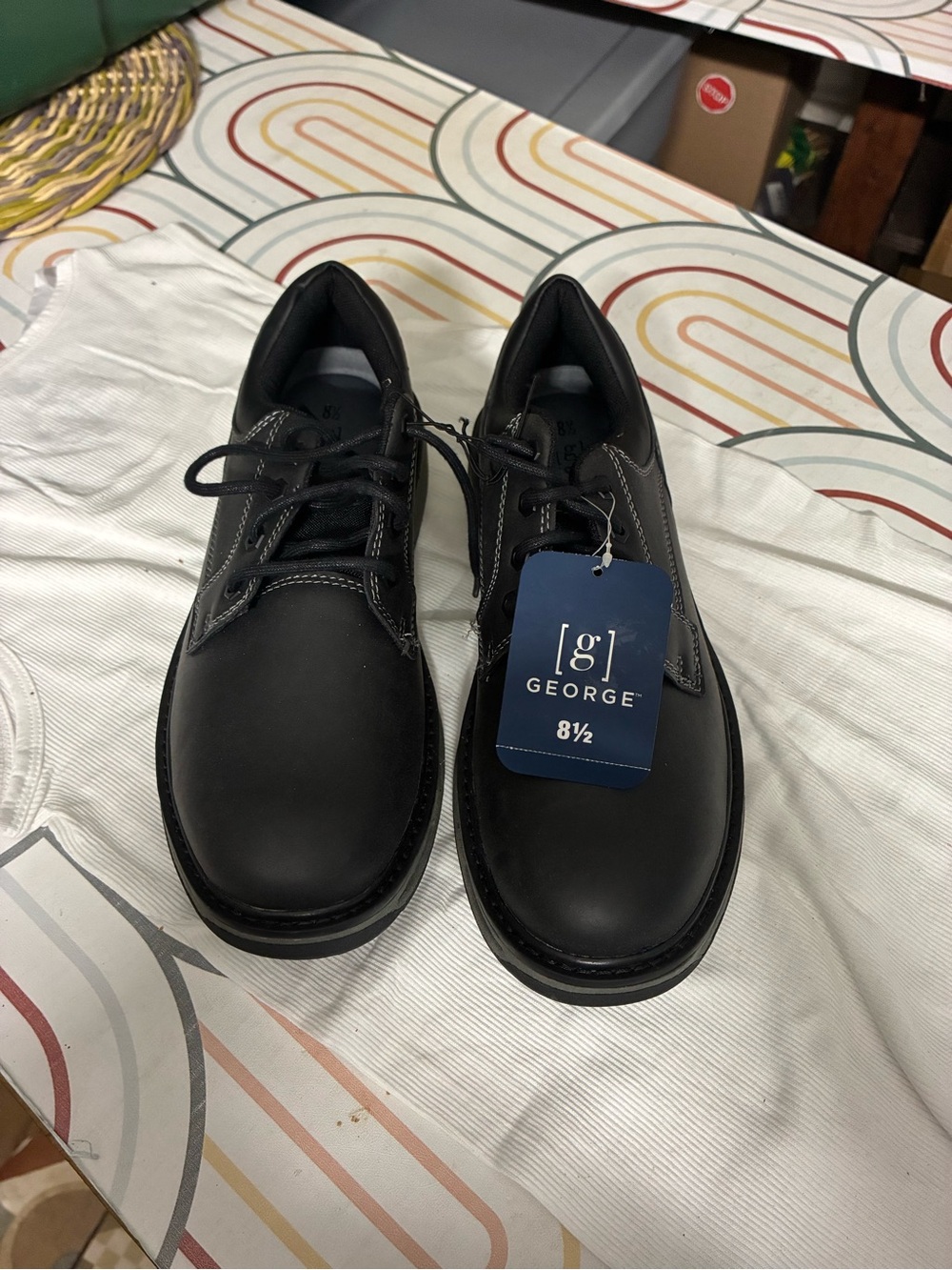 George Men’s Black Lace-Up Oxfords